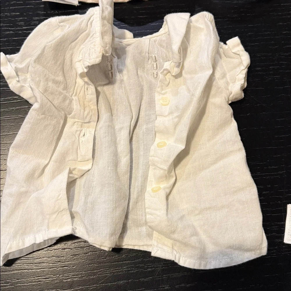 Mayoral Neutral Linen-Style 3-Piece Baby Set - Tan & White